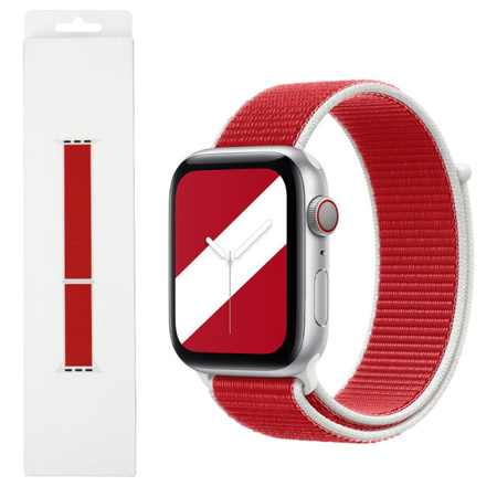 Apple Watch 1/ 2/ 3/ 4/ 5/ 6/ 7 Series 38/ 40/ 41 mm pasek Nike Sport Loop MXTW2ZM/A - czerwono-biały (Denmark)