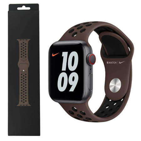 Apple Watch 1/ 2/ 3/ 4/ 5/ 6/ 7 Series 38/ 40/ 41mm pasek Nike Sport Band MJ6J3AM/A - brązowo-czarny (Ironstone/ Black)   