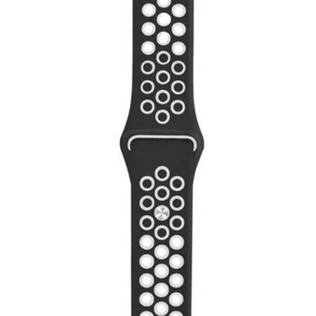 Apple Watch 1/ 2/ 3/ 4/ 5/ 6/ 7 Series 38/ 40/ 41mm pasek Nike Sport Band MRHJ2ZM/A - czarno-biały (Black/White)