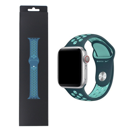 Apple Watch 1/ 2/ 3/ 4/ 5/ 6/ 7 Series 38/ 40/ 41mm pasek Nike Sport Band MXQX2AM/A - turkusowo-zielony (Midnight Turquoise/Aurora Green)
