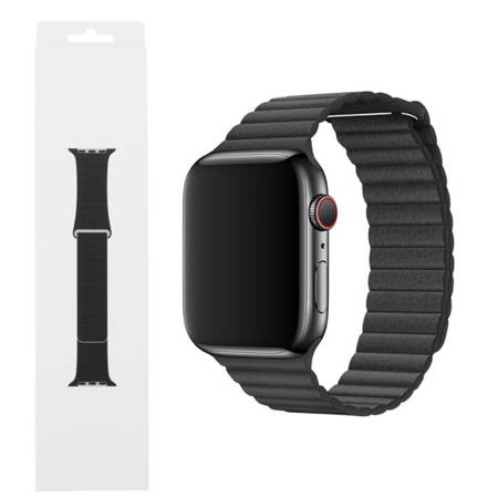 Apple Watch 1/ 2/ 3/ 4/ 5/ 6/ 7 Series 42/ 44/ 45mm pasek Leather Loop rozmiar L MXAC2AM/A - czarny (Black)