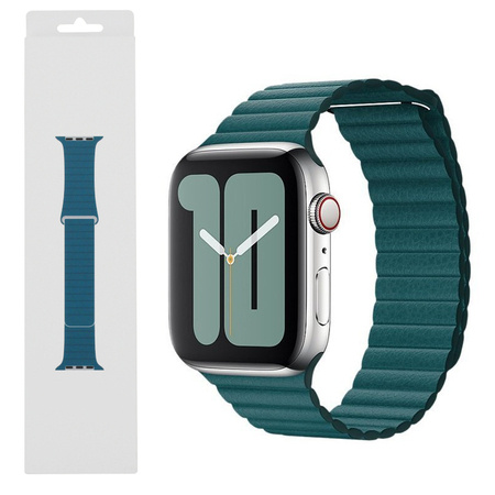 Apple Watch 1/ 2/ 3/ 4/ 5/ 6/ 7/ Ultra Series 42/ 44/ 45/ 49mm pasek Leather Loop rozmiar M MXPM2ZM/A - zielony (Peacock)