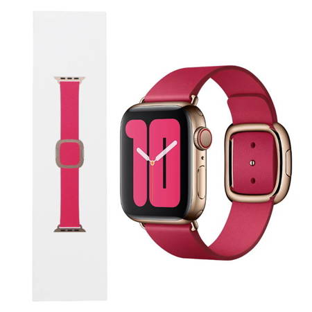 Apple Watch 1/ 2/ 3/ 4/ 5/ 6 Series 38/ 40/ 41mm skórzany pasek Modern Buckle rozmiar S MXP92AM/A - różowy (Raspberry)