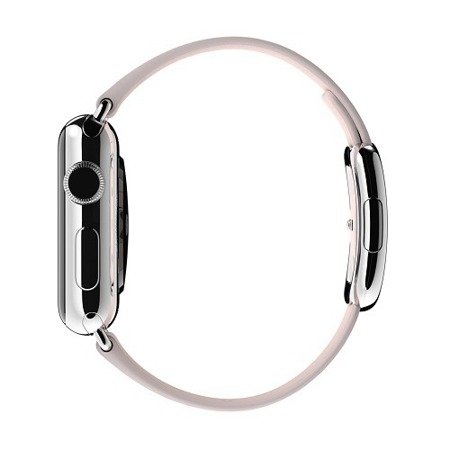 Apple Watch 38 mm skórzany pasek Modern Buckle rozmiar S MJ572ZM/A - pudrowy róż (Soft Pink)