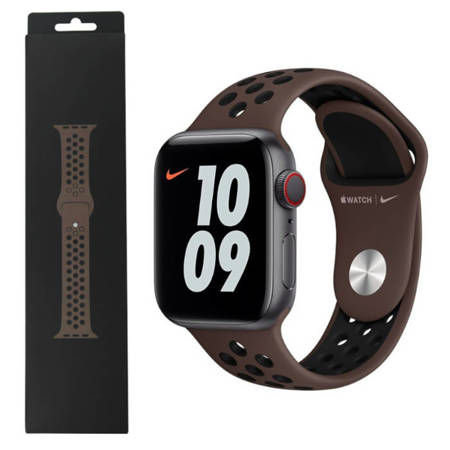 Apple Watch Series 1/ 2/ 3/ 4/ 5/ 6/ 7 Series 42/ 44/ 45mm pasek Nike Sport Band MJ6M3AM/A - brązowo-czarny (Ironstone/ Black)