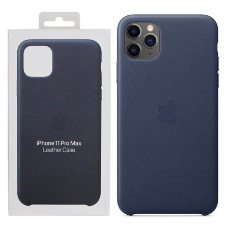 Apple iPhone 11 Pro Max etui skórzane Leather Case MX0G2ZM/A - granatowe (Midnight Blue)
