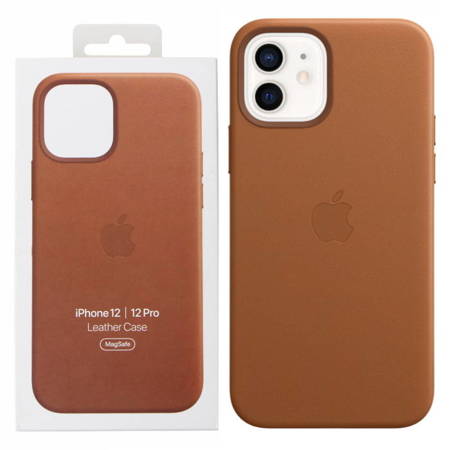 Apple iPhone 12/ 12 Pro etui skórzane Leather Case MagSafe MHKF3ZM/A - brązowe (Saddle Brown)