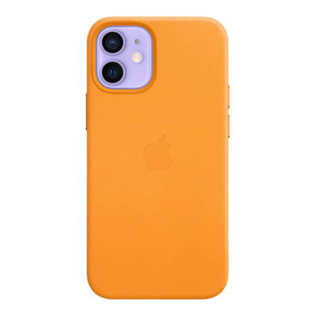 Apple iPhone 12 mini etui skórzane Leather Case MagSafe MHK63ZM/A - jasnopomarańczowe (California Poppy)