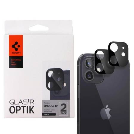 Apple iPhone 12 szkło hartowane na aparat Spigen Glas TR Optik AGL02304 - czarne 2szt