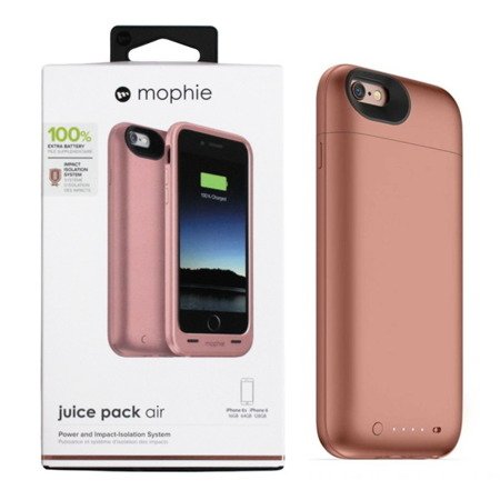 Apple iPhone 6/ 6s etui i bateria w jednym 2750mAh Mophie Juice Pack Air - złotoróżowe