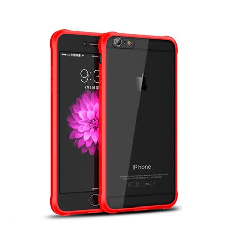 Apple iPhone 7/ 8 etui + szkło hartowane iPAKY 360 - transparentne z czarno-czerwoną ramką