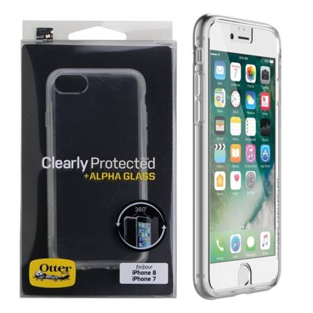 Apple iPhone 7/ 8 silikonowe etui OtterBox Clearly Protected + szkło Alpha Glass - transparentne