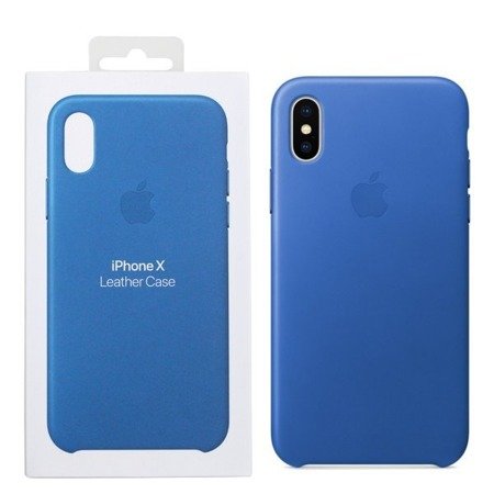 Apple iPhone X etui skórzane Leather Case MRGG2ZM/A - niebieski (Electric Blue)