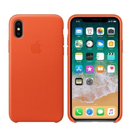 Apple iPhone X etui skórzane Leather Case MRGK2ZM/A - pomarańczowy (Bright Orange)