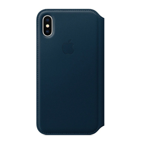 Apple iPhone X etui skórzane Leather Folio MQRW2ZM/A - niebieskie (Cosmos Blue)