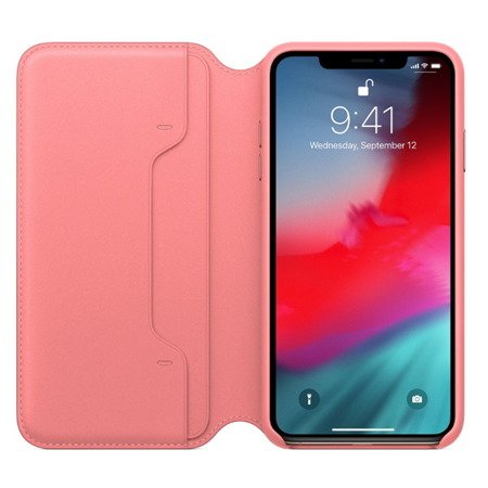 Apple iPhone XS Max etui skórzane Leather Folio MRX62ZM/A - różowy (Peony Pink)