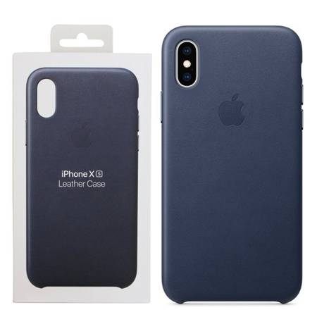 Apple iPhone XS etui skórzane Leather Case MRWN2ZM/A - granatowe (Midnight Blue)