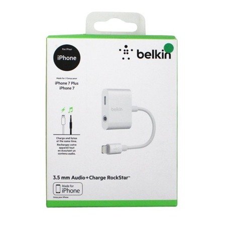 Apple iPhone adapter Belkin 3.5 mm Audio + Charge RockStar  - biały