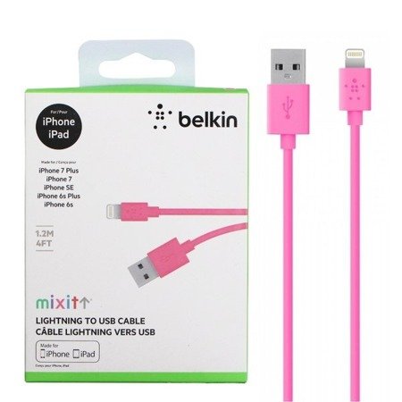 Apple iPhone kabel Belkin Mixit Lightning 1.2 m - różowy