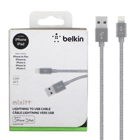 Apple iPhone kabel Belkin Mixit Lightning 1.2 m - szary