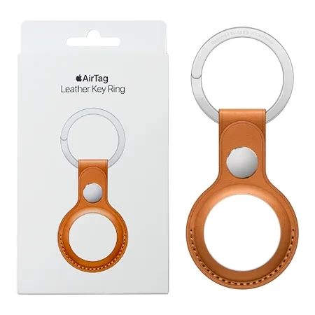 Brelok skórzany do Apple AirTag Leather Key Ring - ciemnopomarańczowy (Golden Brown)