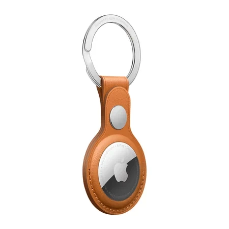 Brelok skórzany do Apple AirTag Leather Key Ring - ciemnopomarańczowy (Golden Brown)