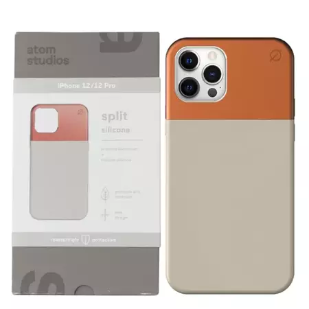 Etui Atom Studios Split Silicone MagSafe do Apple iPhone 12/ 12 Pro - beżowo-pomarańczowe