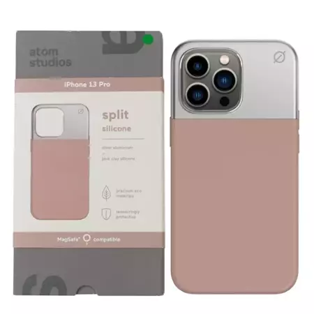 Etui Atom Studios Split Silicone MagSafe do Apple iPhone 13 Pro - różowo-srebrne