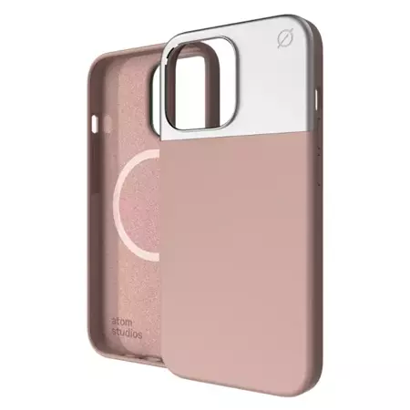 Etui Atom Studios Split Silicone MagSafe do Apple iPhone 13 Pro - różowo-srebrne