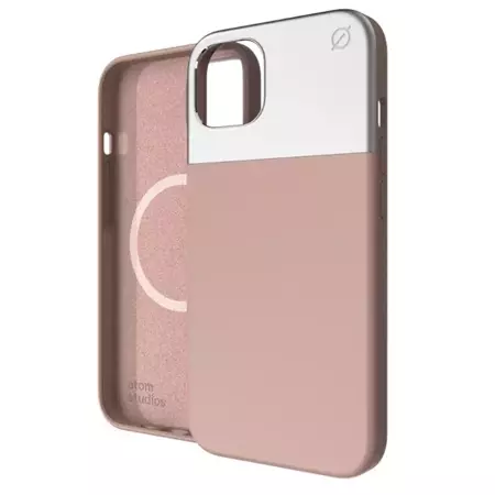 Etui Atom Studios Split Silicone MagSafe do Apple iPhone 13 - różowo-srebrne