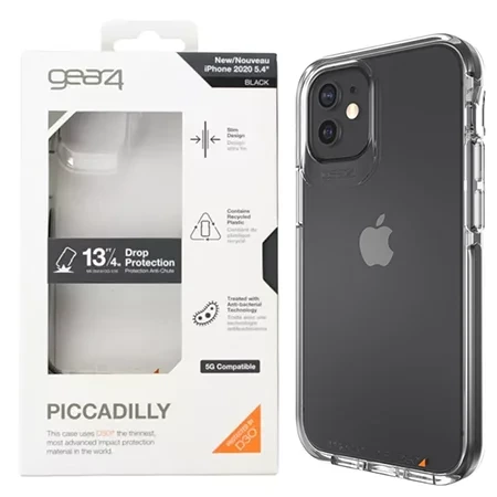 Etui Gear4 Piccadilly do Apple iPhone 12 mini - transparentny z czarną ramką