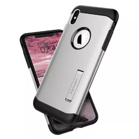 Etui Spigen Slim Armor do Apple iPhone Xs Max -  srebrne (Satin Silver)