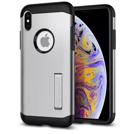 Etui Spigen Slim Armor do Apple iPhone Xs Max -  srebrne (Satin Silver)