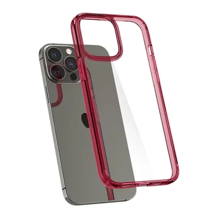 Etui na Apple iPhone 13 Pro Spigen Ultra Hybrid - transparentne z czerwoną ramką (Red Crystal)