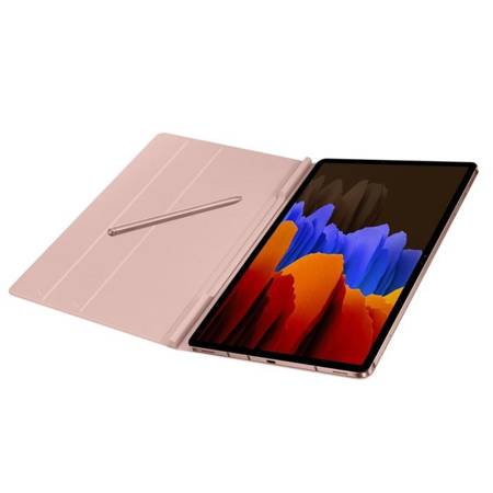 Etui na Samsung Book Cover do Galaxy Tab S7 Plus/ Tab S8 Plus/ S7 FE - brudny róż/ brązowe