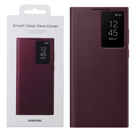 Etui na telefon Samsung Galaxy S22 Ultra Smart Clear View Cover -  burgundowe