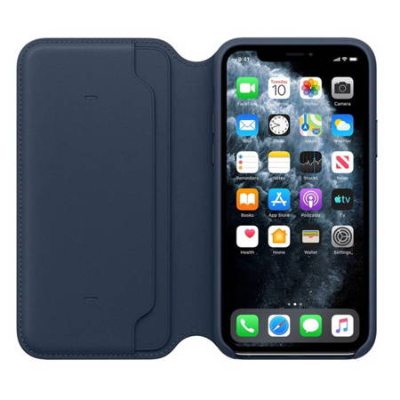 Etui skórzane Apple iPhone 11 Pro Leather Folio - granatowe (Deep Sea Blue)