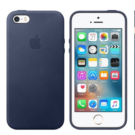 Etui skórzane Apple iPhone 5/ 5s/ SE - granatowe (Midnight Blue)