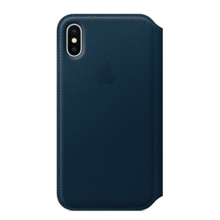 Etui skórzane Apple iPhone X Leather Folio - niebieskie (Cosmos Blue)