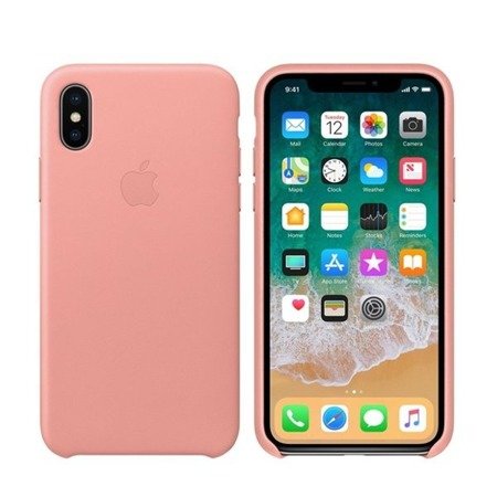 Etui skórzane Leather Case do Apple iPhone X - różowe (Soft Pink)