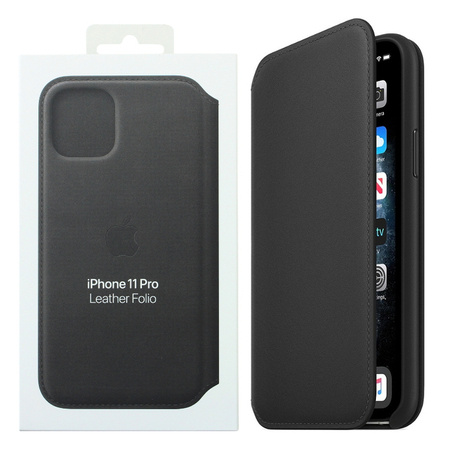 Etui skórzane Leather Folio do Apple iPhone 11 Pro - czarne (Black)