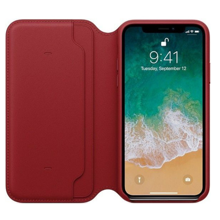 Etui skórzane Leather Folio do Apple iPhone X - czerwone (Red)