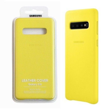 Etui skórzane na telefon Samsung Galaxy S10 Leather Cover - żółte