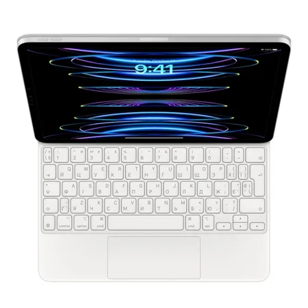 Etui z klawiaturą do Apple iPad Pro 11" gen.1/ 2/ 3/ 4  Air 4/ 5/ 11" M2 Magic Keyboard (układ ukraiński) - białe