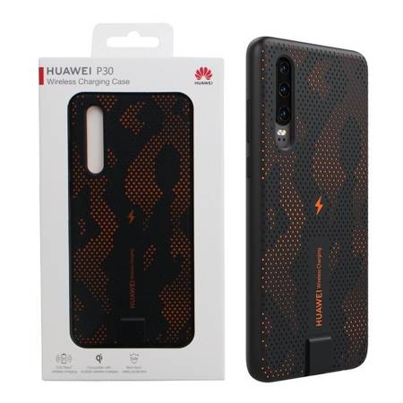 Huawei P30 etui Wireless Charging Case 55030843 - czarno-pomarańczowy (Dynamic Orange)