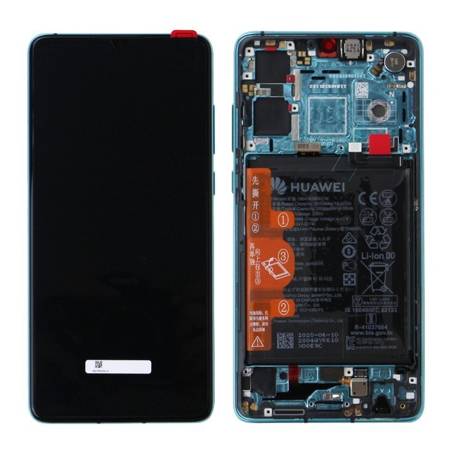 Huawei P30 wyświetlacz LCD z ramką i baterią - niebieski (Aurora Blue)