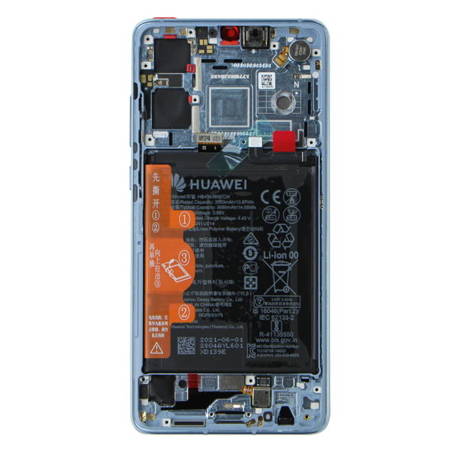 Huawei P30 wyświetlacz LCD z ramką i baterią - niebieski (Breathing Crystal)