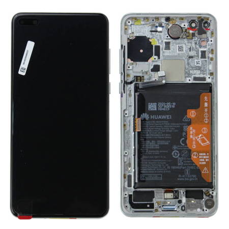 Huawei P40 wyświetlacz LCD z ramką i baterią - srebrny