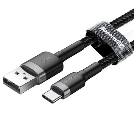 Kabel USB-A na USB-C Baseus Cafule 2A - czarno-szary 3 m