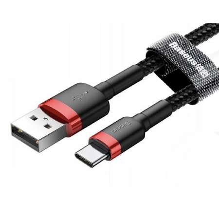 Kabel USB-A na USB-C Baseus Cafule 3A - czarno-czerwony 1 m 